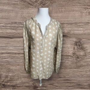 NWOT Angels Tan Floral Blouse - Size L